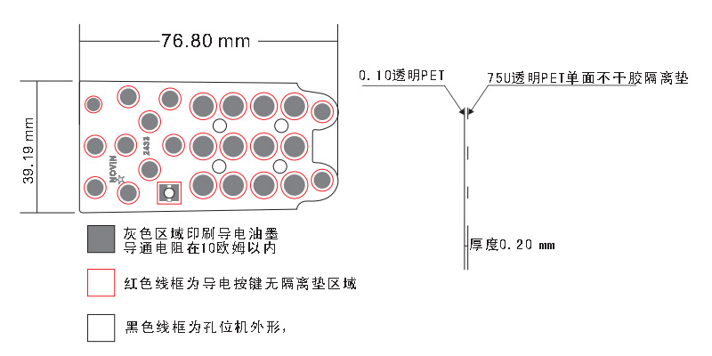 SD-YTM001碳膜開(kāi)關(guān)，透明雙層碳膜按鍵，電話機(jī)碳膜開(kāi)關(guān)貼紙